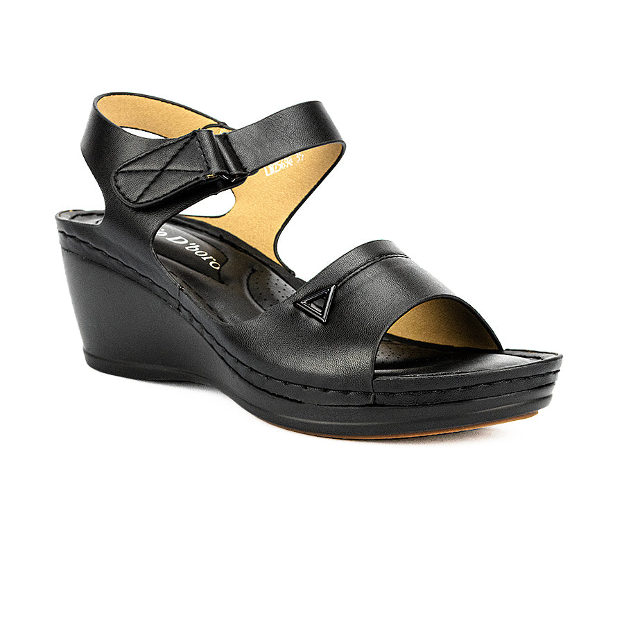 Mario D' Boro Women's Wedge Sandals LW 25698 Black/Light Gray C44