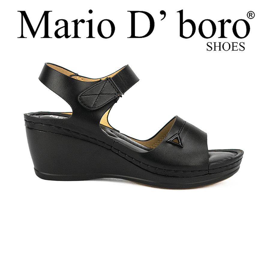 Mario D' Boro Women's Wedge Sandals LW 25698 Black/Light Gray C44