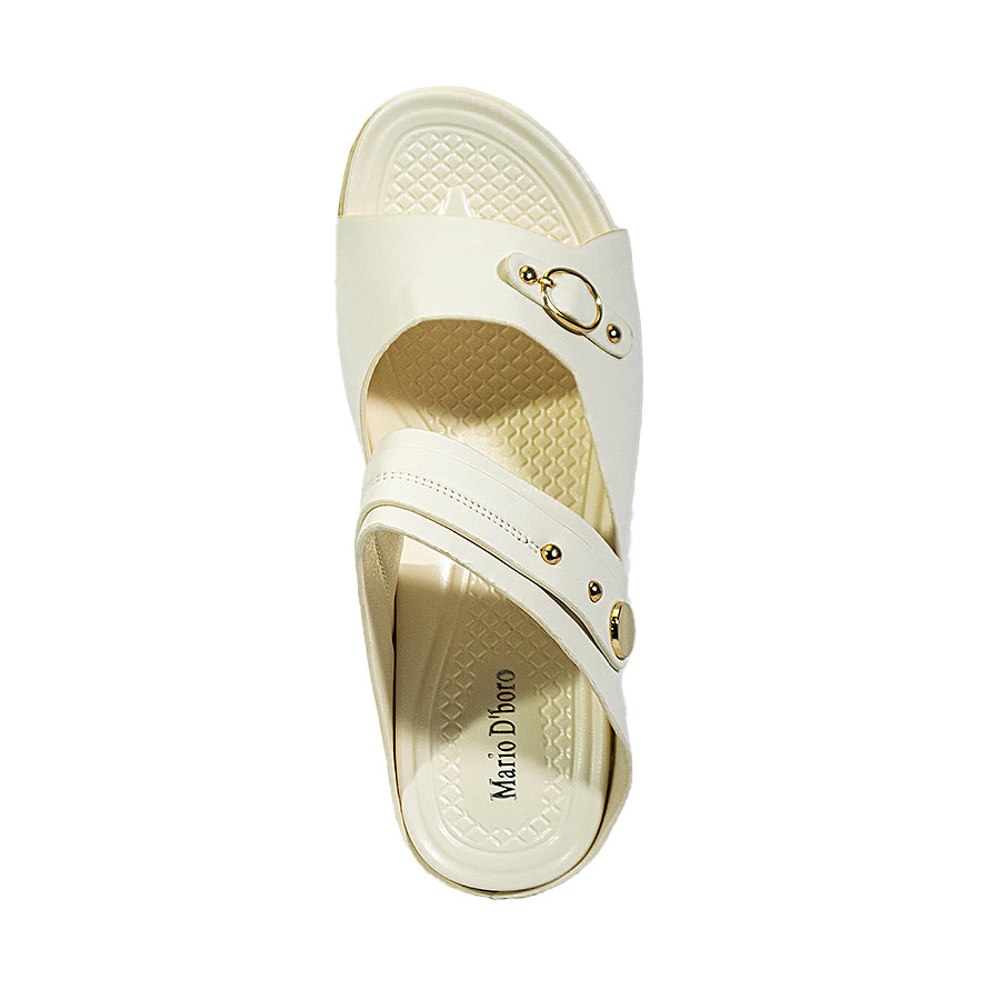 Mario D' Boro Women's Flat Sandals LY 27294 Bone/VDark Brown C65