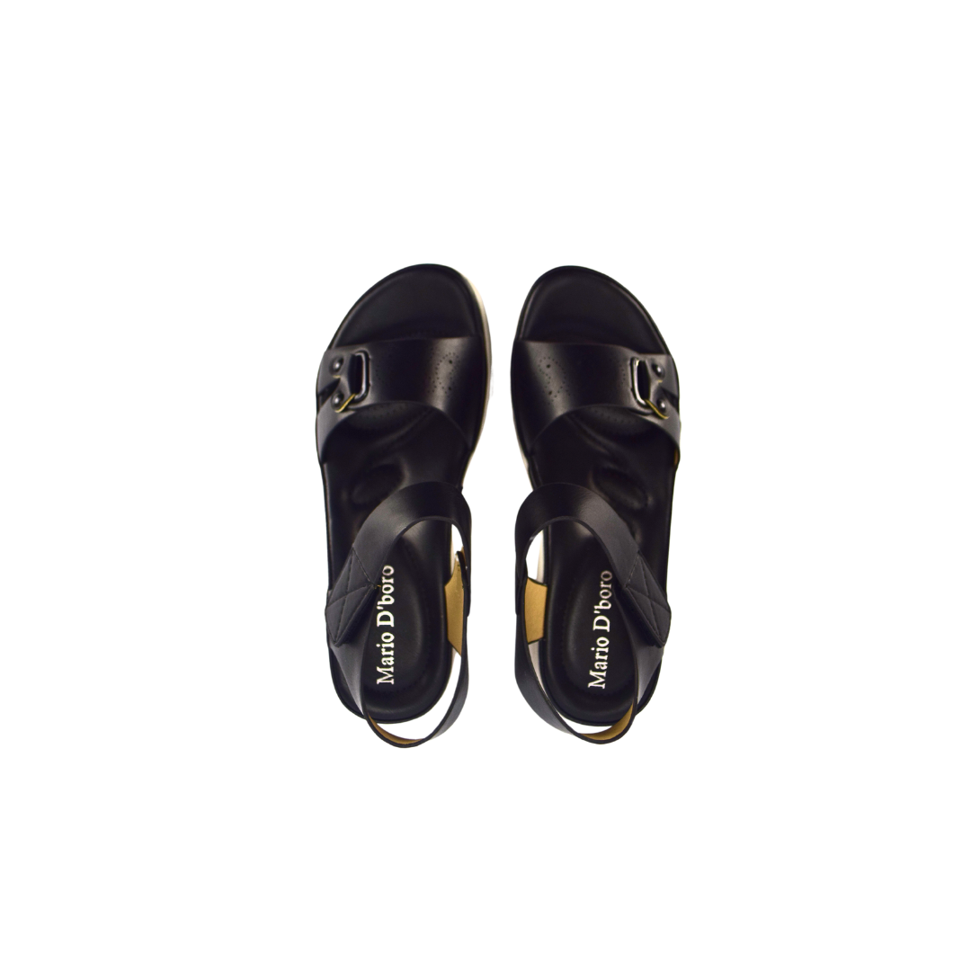 Mario D' Boro Women's Flat Sandals LX 24564 Beige/Black C51