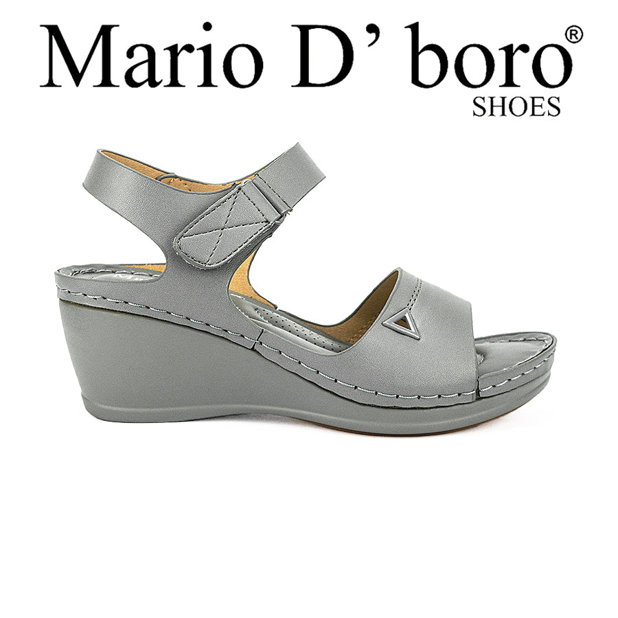 Mario D' Boro Women's Wedge Sandals LW 25698 Black/Light Gray C44