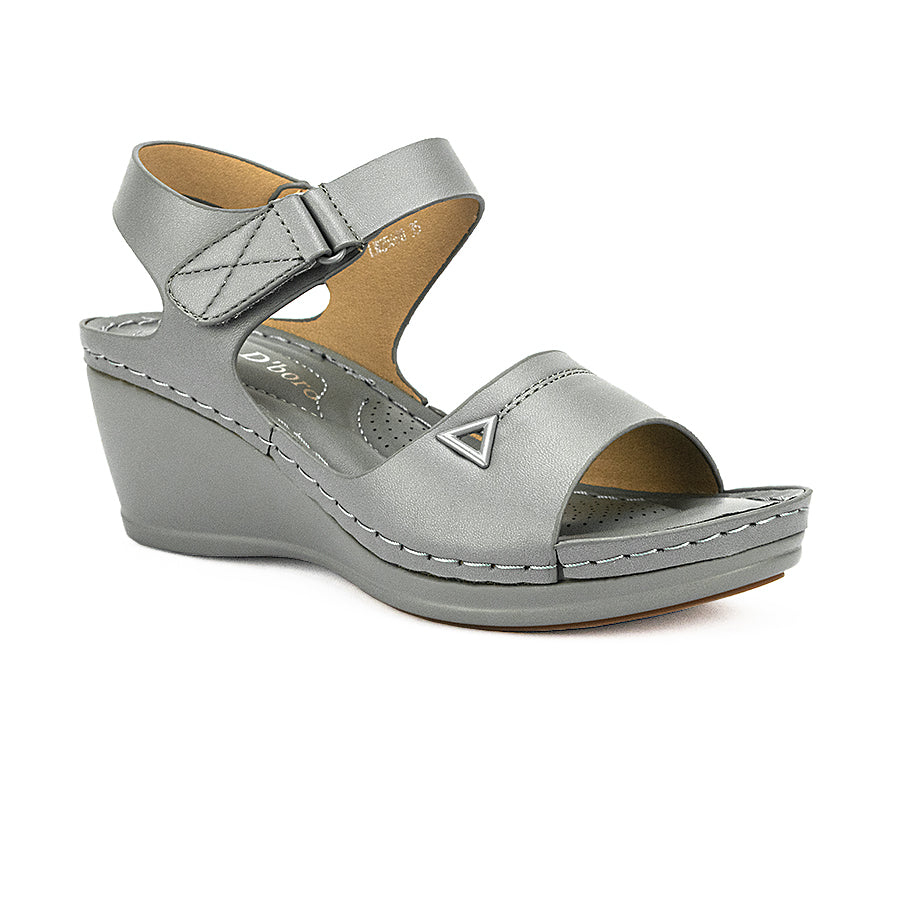 Mario D' Boro Women's Wedge Sandals LW 25698 Black/Light Gray C44