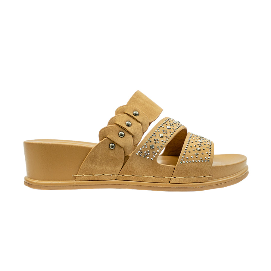Mario D' Boro Women's Flat Sandals LY 28314 Medium Beige/Off White C70