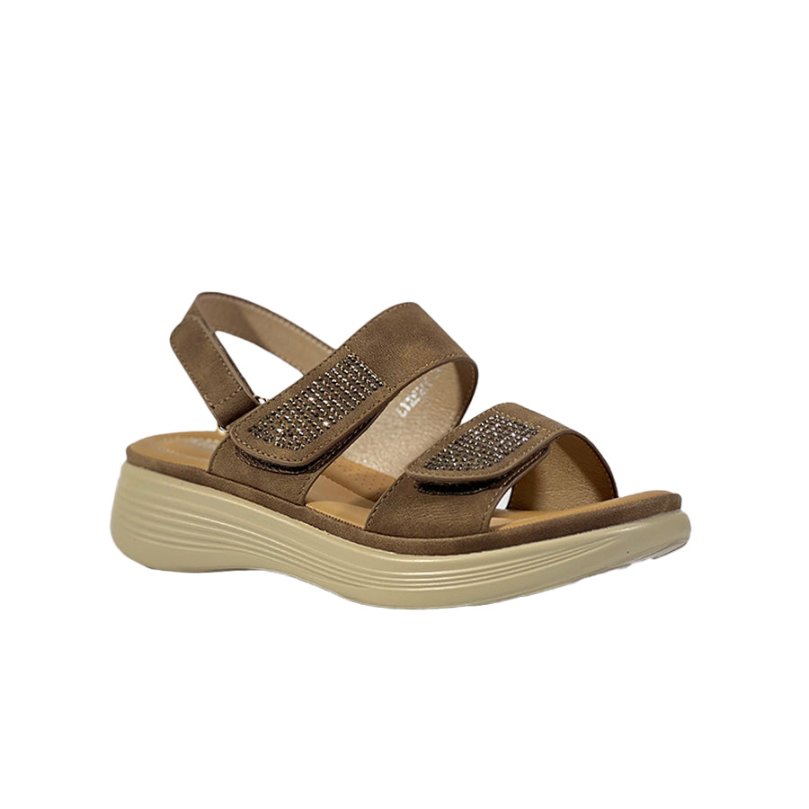Mario D' Boro Women's Flat Sandals LY 28200 Dark Brown/Taupe C67