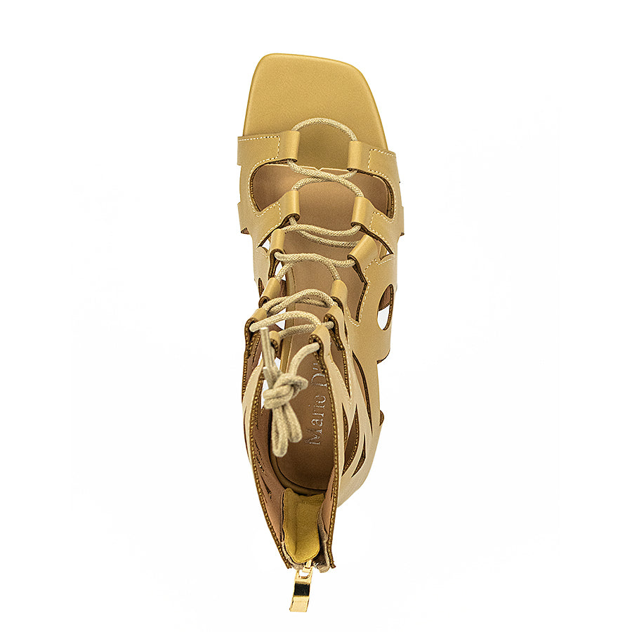 Mario D' Boro Women's Heeled Sandals LW 26092 Beige/Black C44