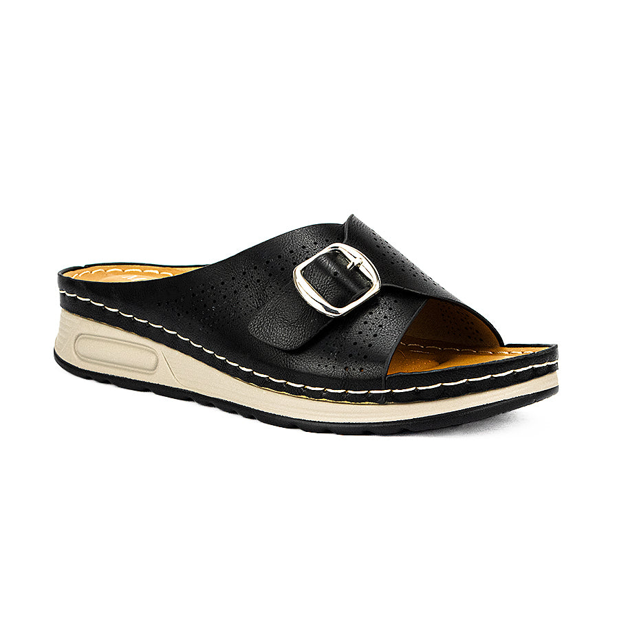 Mario D' Boro Women's Flat Sandals Lw 25965 Beige/Black C44-C45
