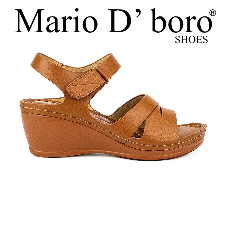 Mario D' Boro Women's Wedge Sandals LW 25699 Brown/Bone C44