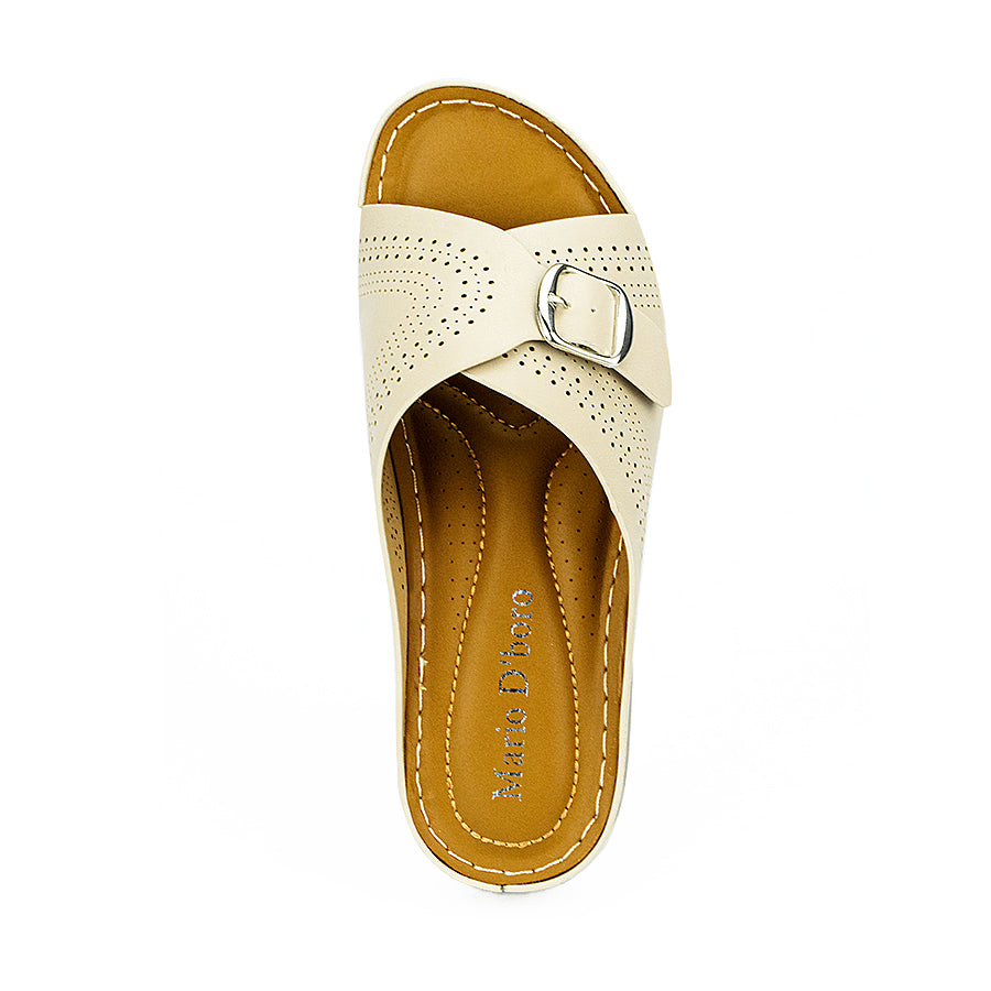 Mario D' Boro Women's Flat Sandals Lw 25965 Beige/Black C44-C45