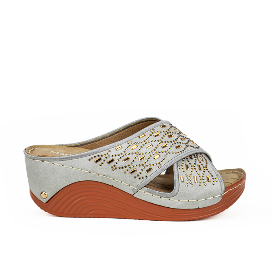 Mario D' Boro Women's Sandals Lv 22413 Light Gray/Taupe