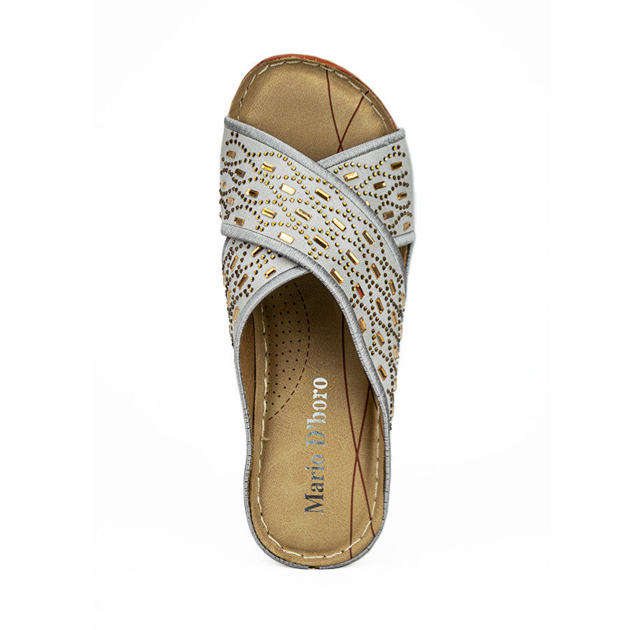 Mario D' Boro Women's Sandals Lv 22413 Light Gray/Taupe