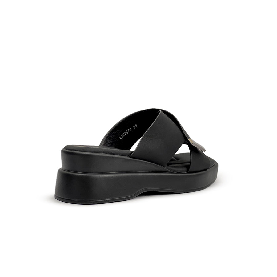 Women's Wedge Sandals LY 28879 Beige/Black C76