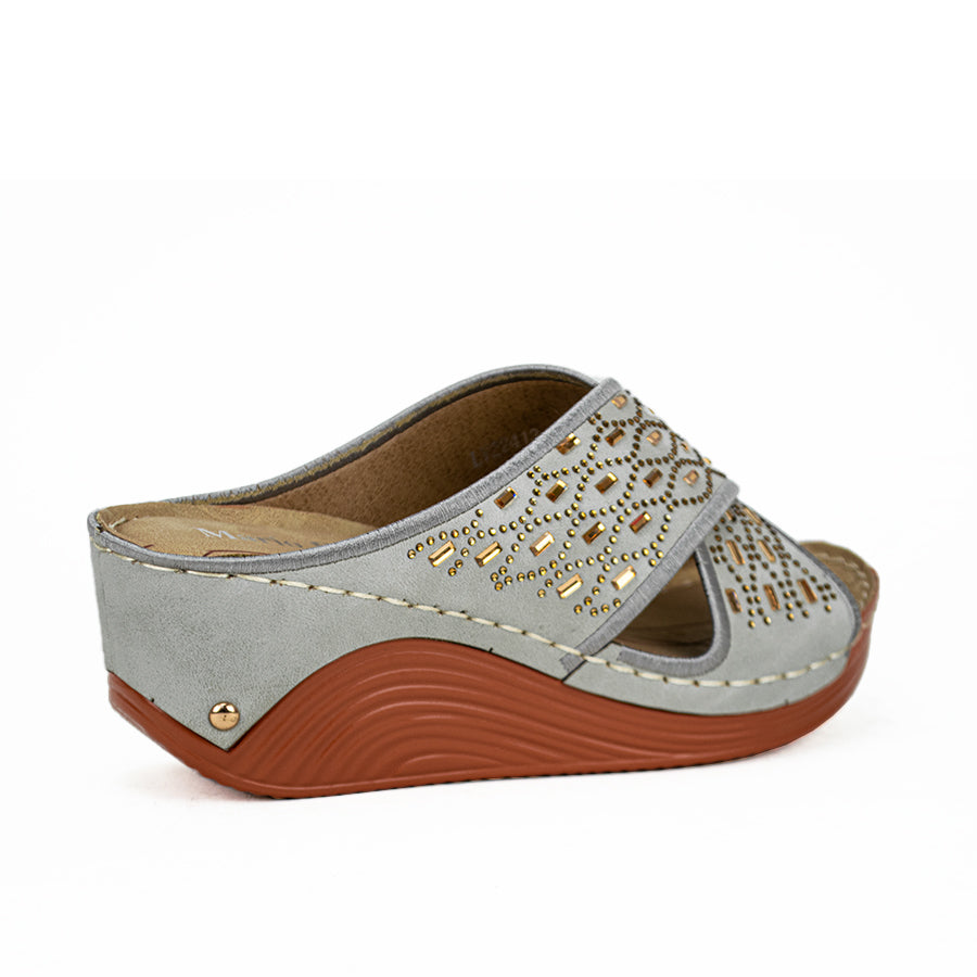 Mario D' Boro Women's Sandals Lv 22413 Light Gray/Taupe