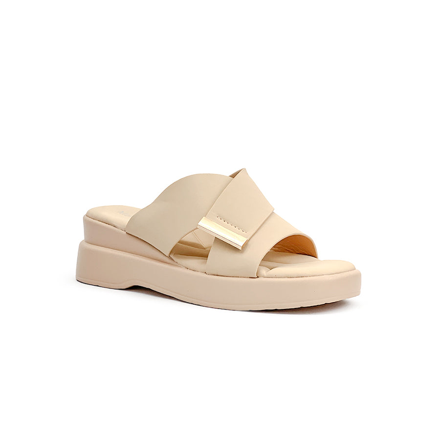 Women's Wedge Sandals LY 28879 Beige/Black C76