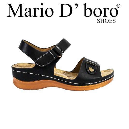 Mario D' Boro Women's Wedge Sandals LX 27607 Black/Brown C58