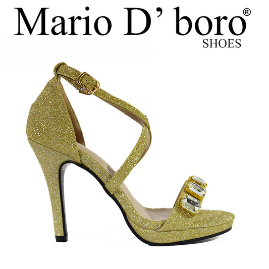 Mario D' Boro Women's Evening Sandals LX 27124 Gold/Silver C56